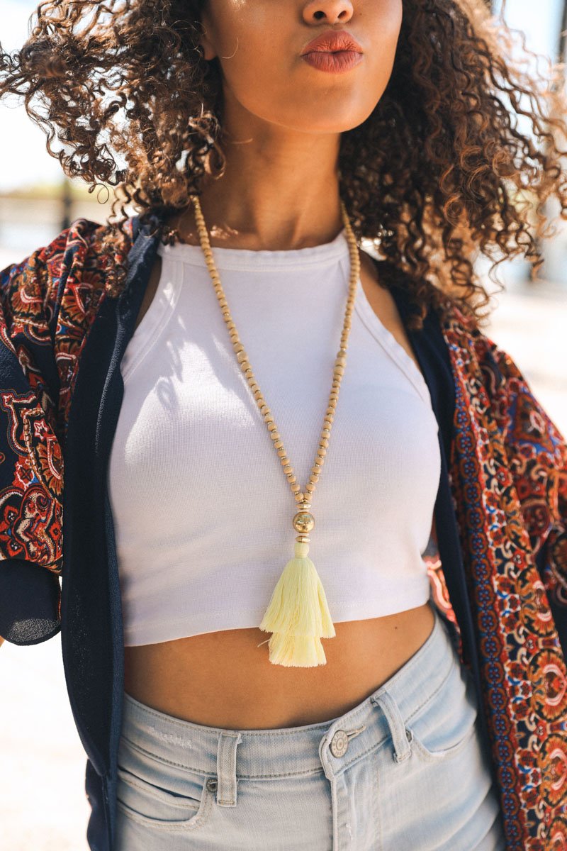 Bohemian Beaded Tassel Necklace Jewelry