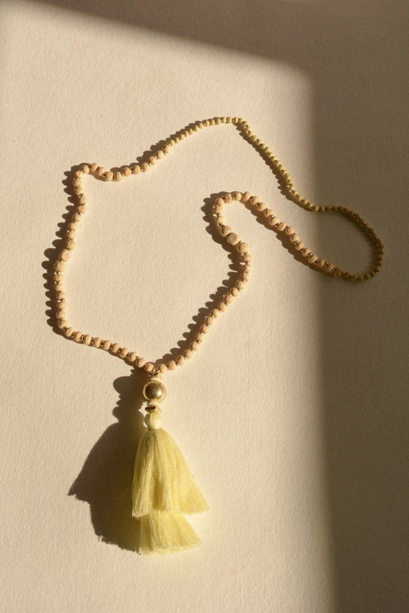 Bohemian Beaded Tassel Necklace Jewelry Ivory