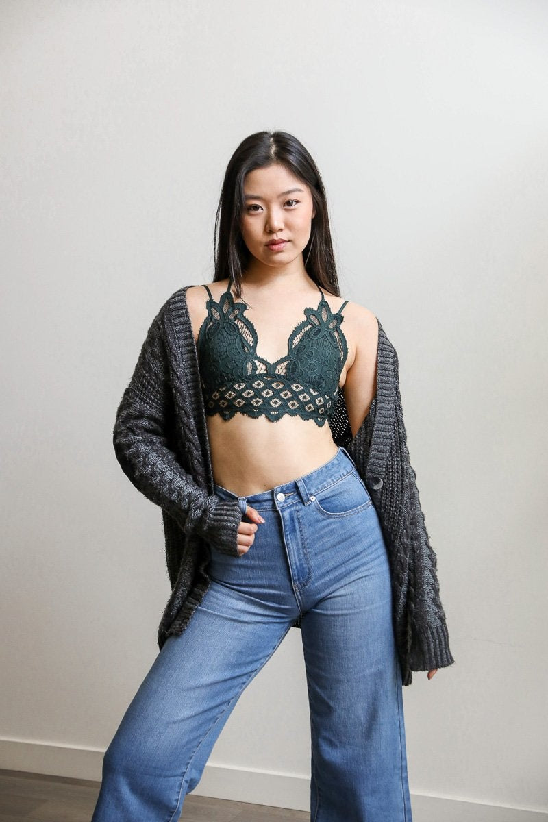 Chloe Crochet Bralette Small / Emerald