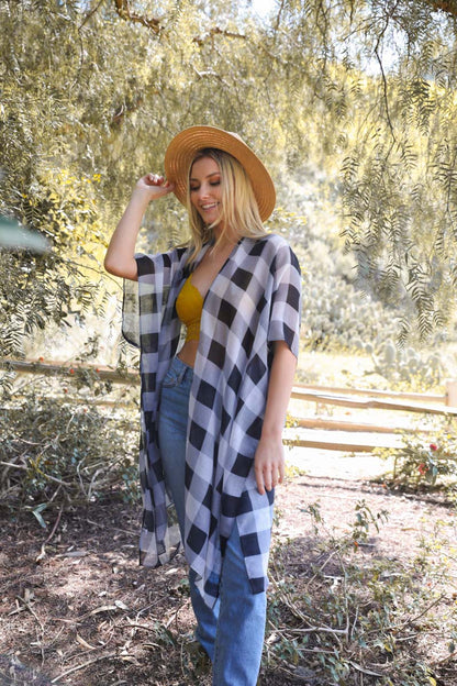 Classic Lightweight Buffalo Check Kimono One Size / Black