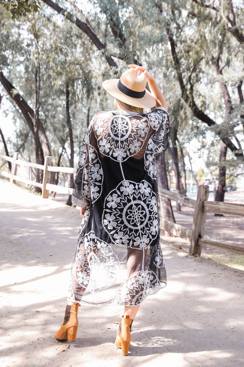 Contrast Mesh Cotton Lace Kimono