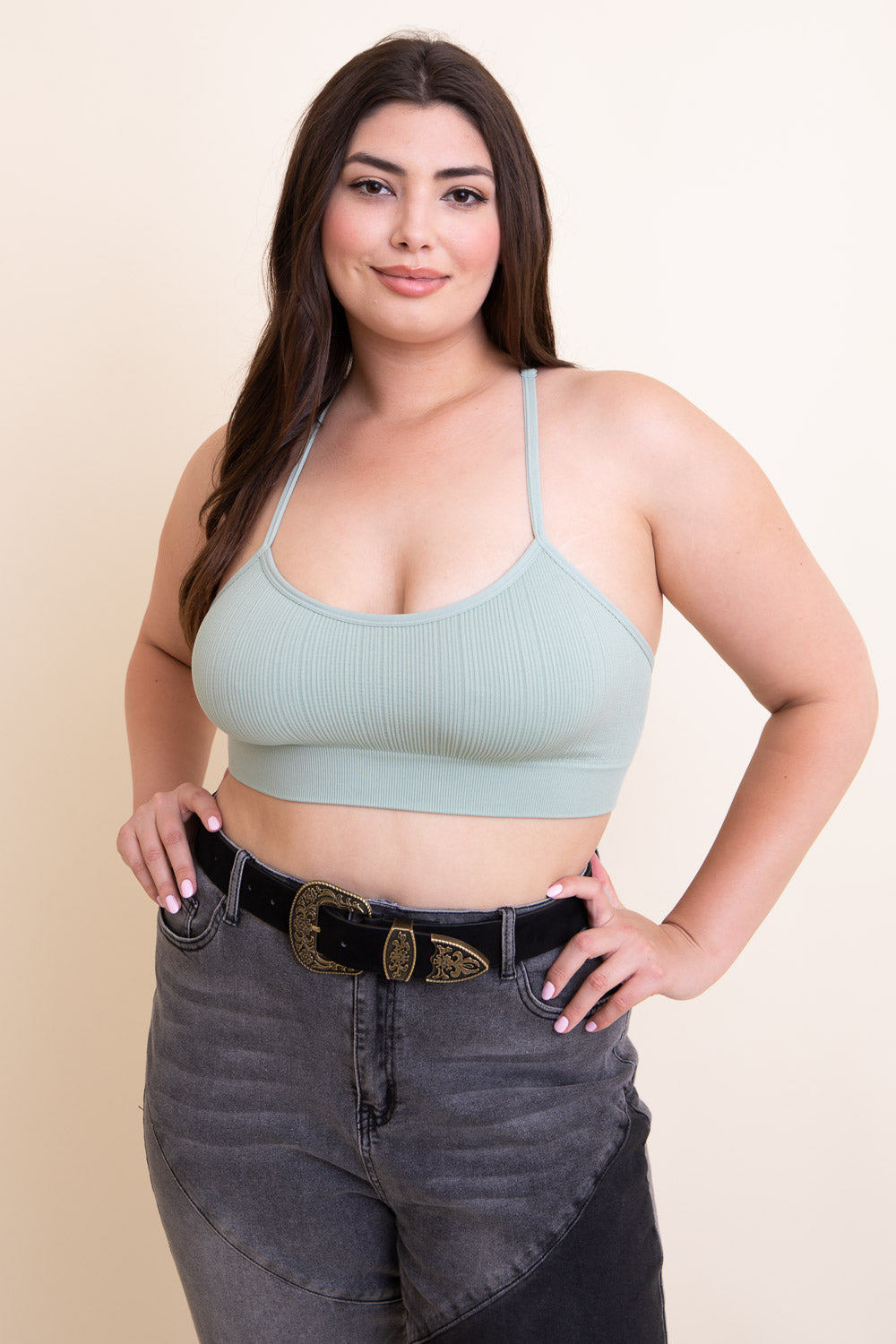 Plus Size Tattoo Back Bralette 1X2X / Sage