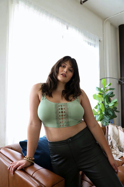 Eye Lace Applique Bralette 1X/2X / Sage