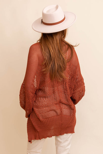 Knit Netted Cardigan Ponchos