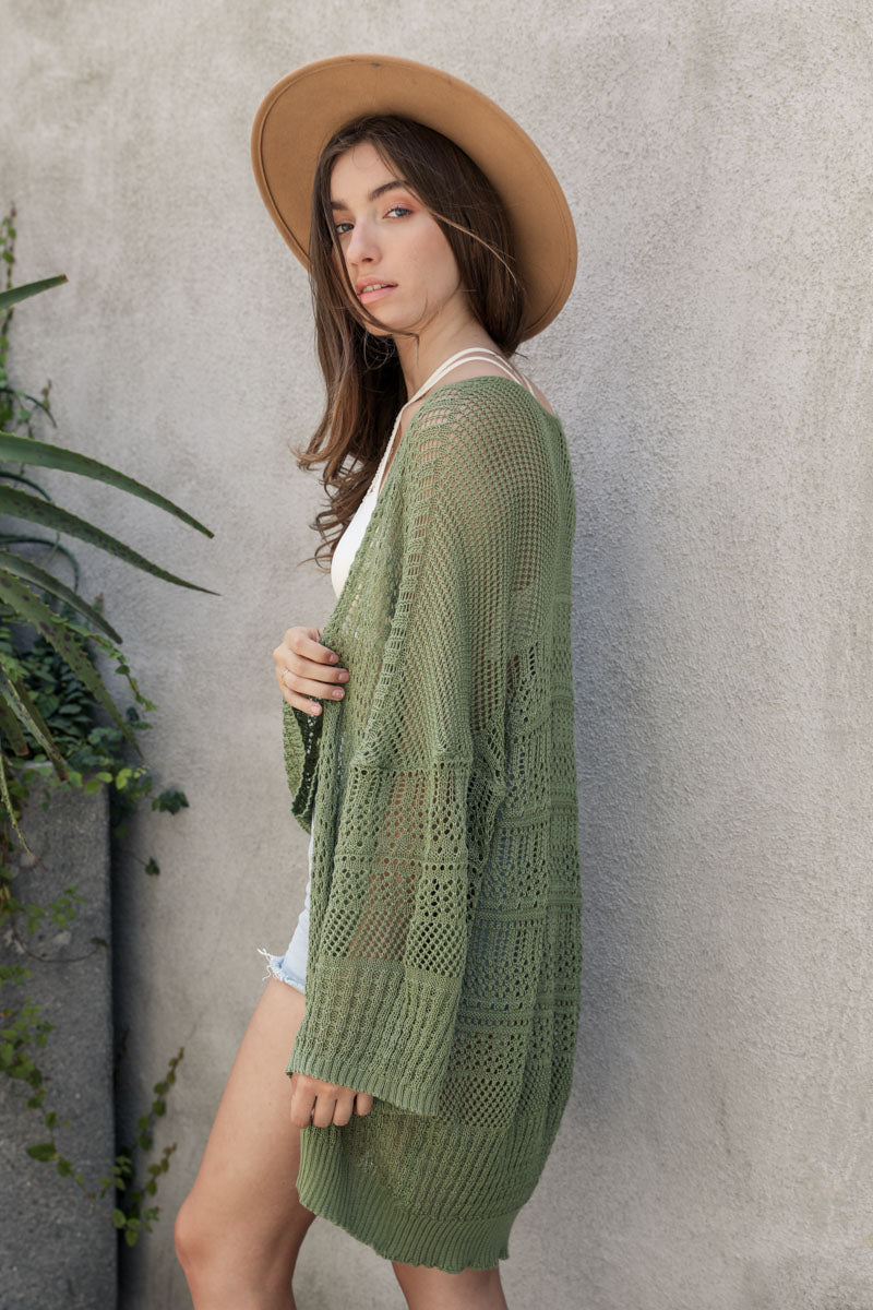 Knit Netted Cardigan Ponchos