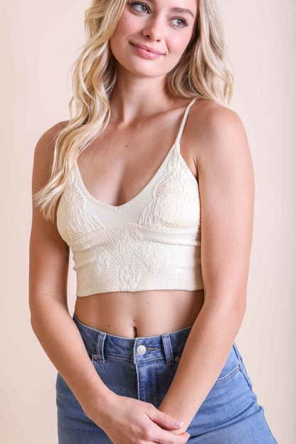 Seamless Padded Textured Brami Bralette XS/S / Ivory