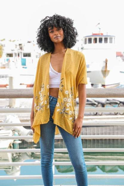 Spring Daisy Kimono Mustard