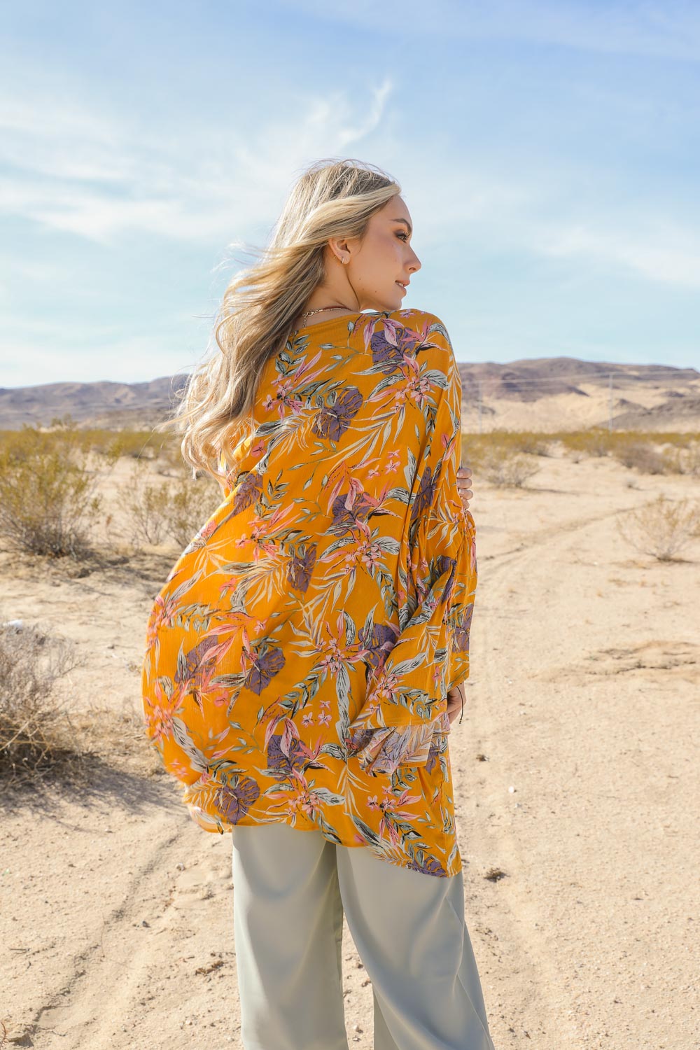 Tropical Vibe Draped Sleeve Kimono